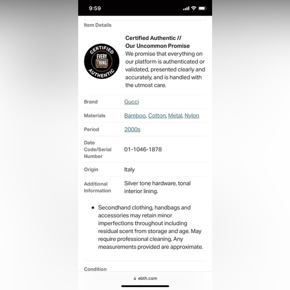 Gucci Bamboo Two-Handle Tote Bag in
Black Nylon.Black.Non-Gucci replace strap. - Picture 16 of 16